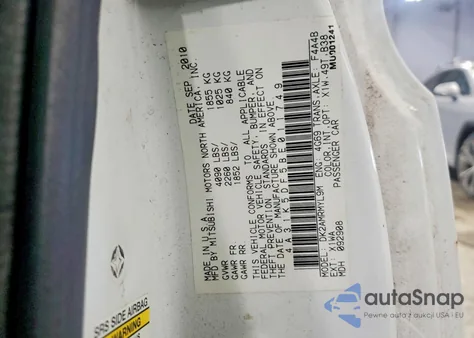 2011 Mitsubishi Eclipse Gs Sport z USA, uszkodzony, nr VIN 4A31K5DF5BE011749